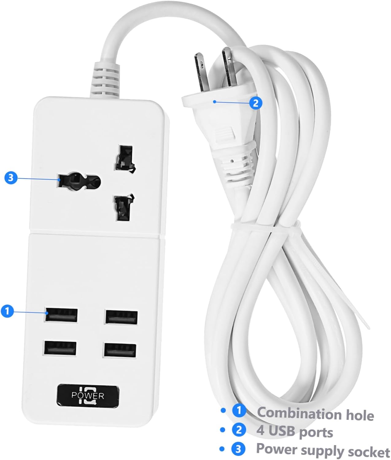 HOMSFOU 1pc USB Charging Socket USB Ports Charging Strip Efficient Smartphone and Tablet Charger High-Temperature Resistant Material