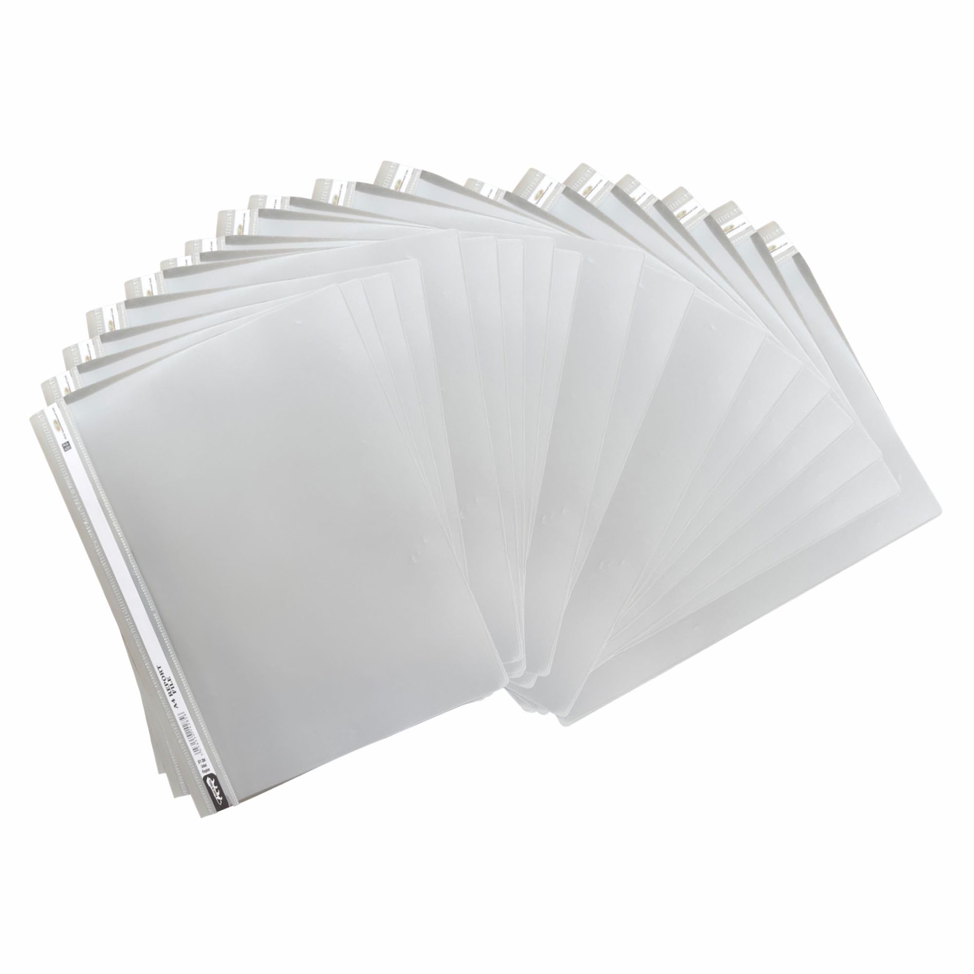 M1SS 25 PCS A4 Report File Project Folder, Plastic Display Presentation Folders Transparent Cover and 2 Prongs Document Folders Paperwork Stationery Report File Organiser for Office School (Grey)