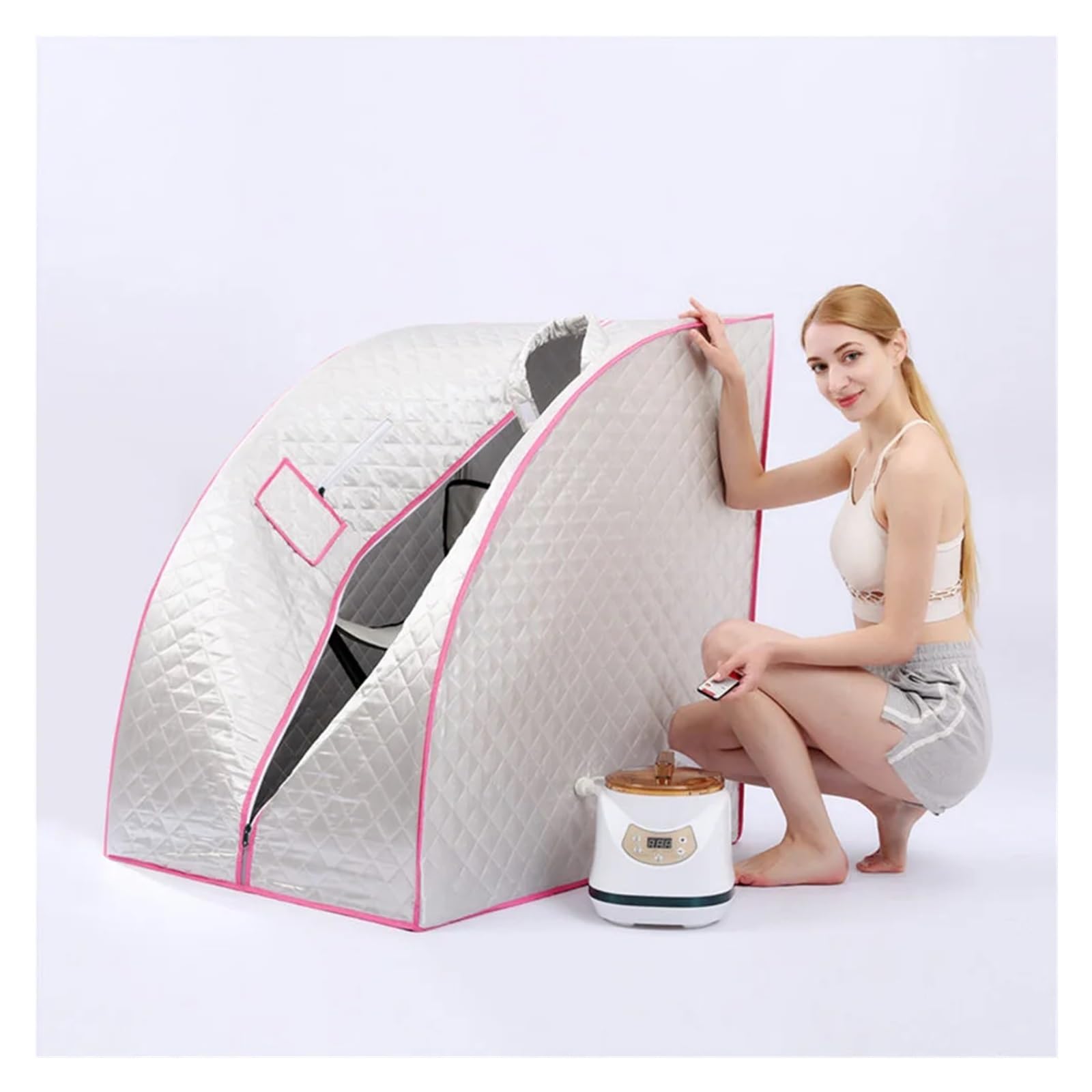 Remote Portable One Person Infrared Suitable Indoor Sauna Room For Family(Silver)