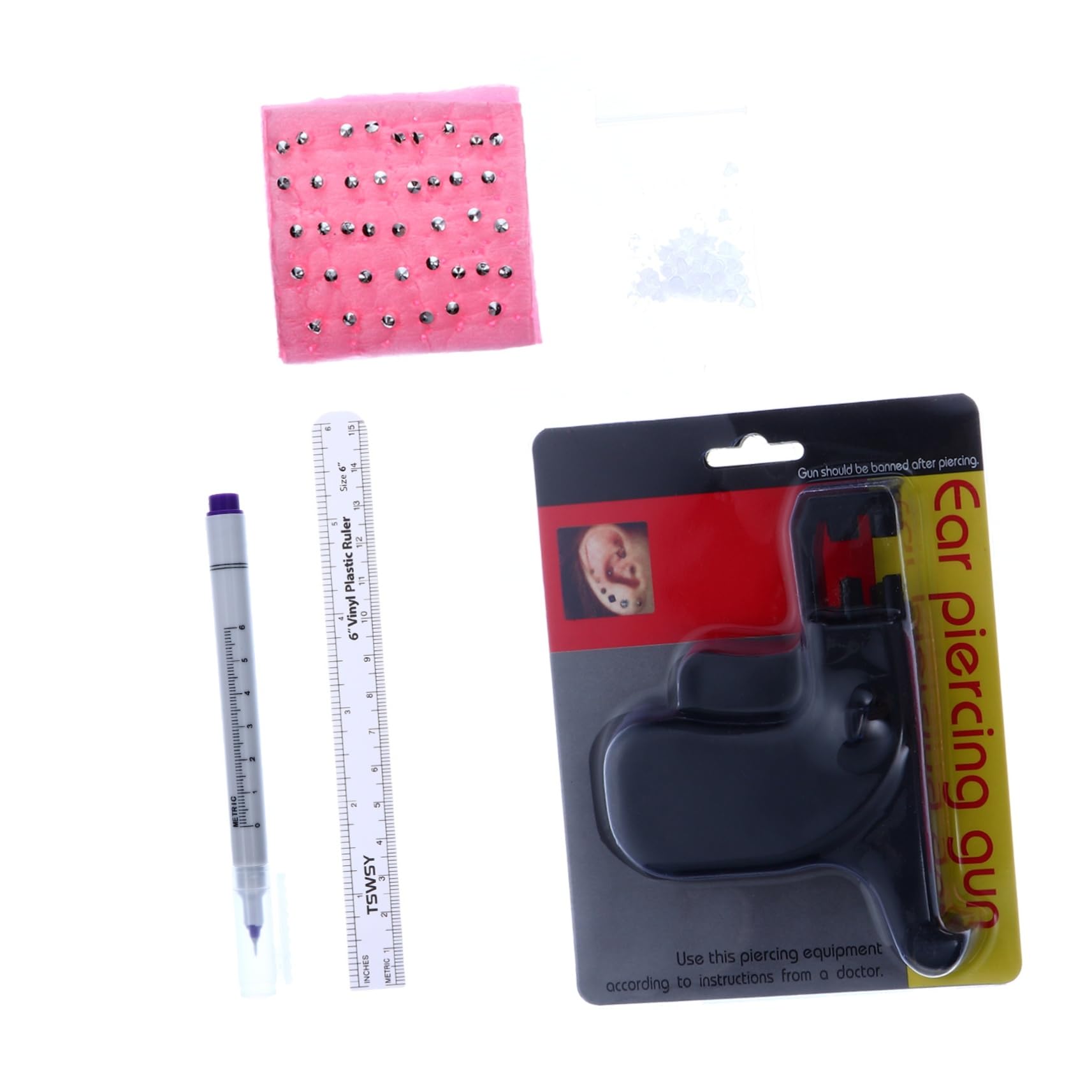 Ipetboom 2pcs Steel Ear Piercer Ear Piercing Tools Piercing Set No Pain Easy to Use