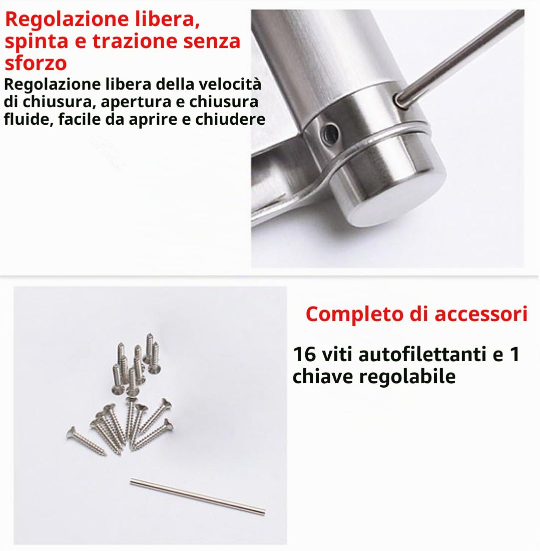 Ranbo152mm cerniera a molla a doppia azione,cerniere per porte a battente due vie in 304 Acciaio Inox,chiusura automatica,tensione regolabile,per pendolo,saloon,caffè,bar.carico massimo 40 kg(2 pz)