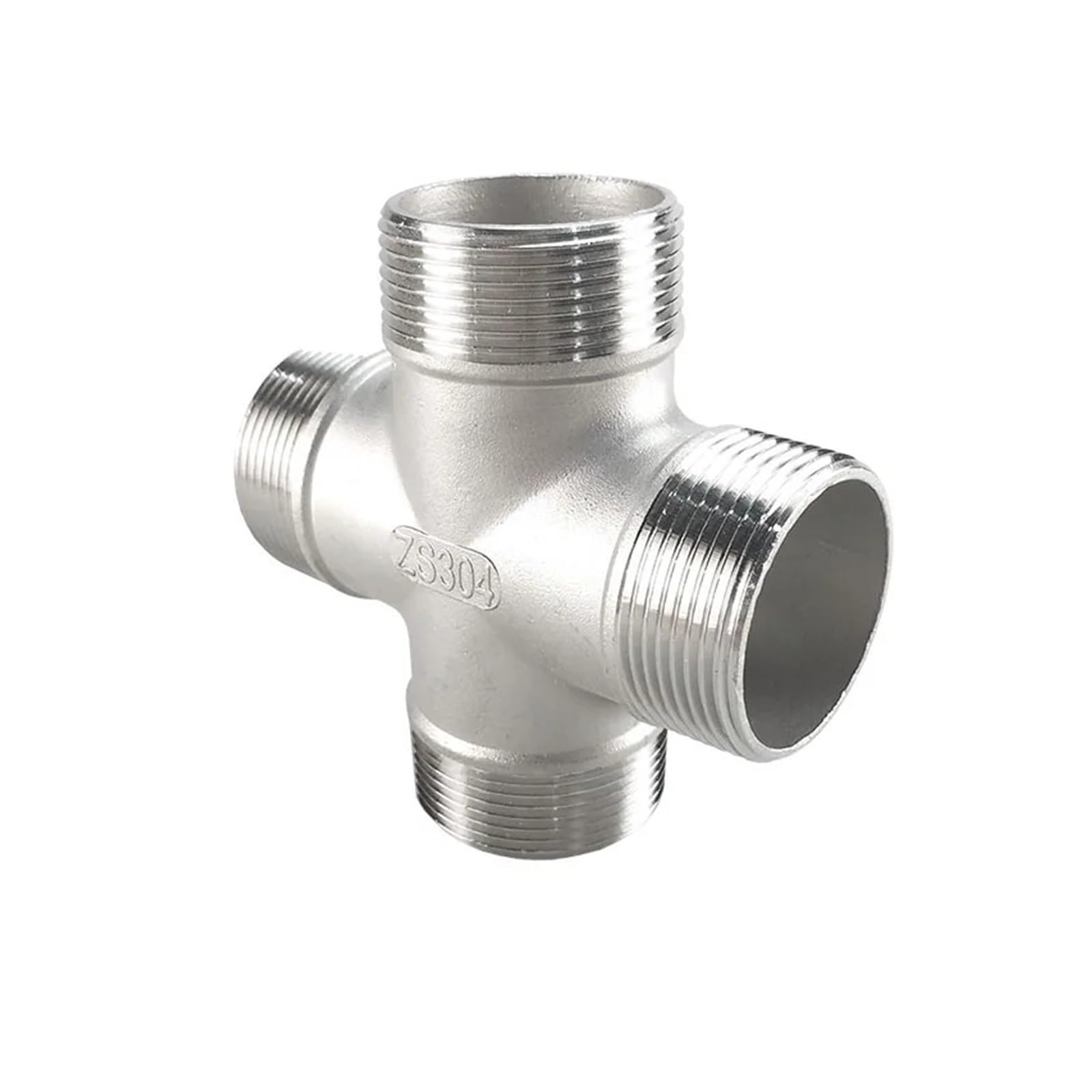 Conector de tubería acero inoxidable SS304 4 vías, rosca macho BSPT 1/4", 3/8", 1/2", 3/4" y 1", DN8-DN50(3/8")