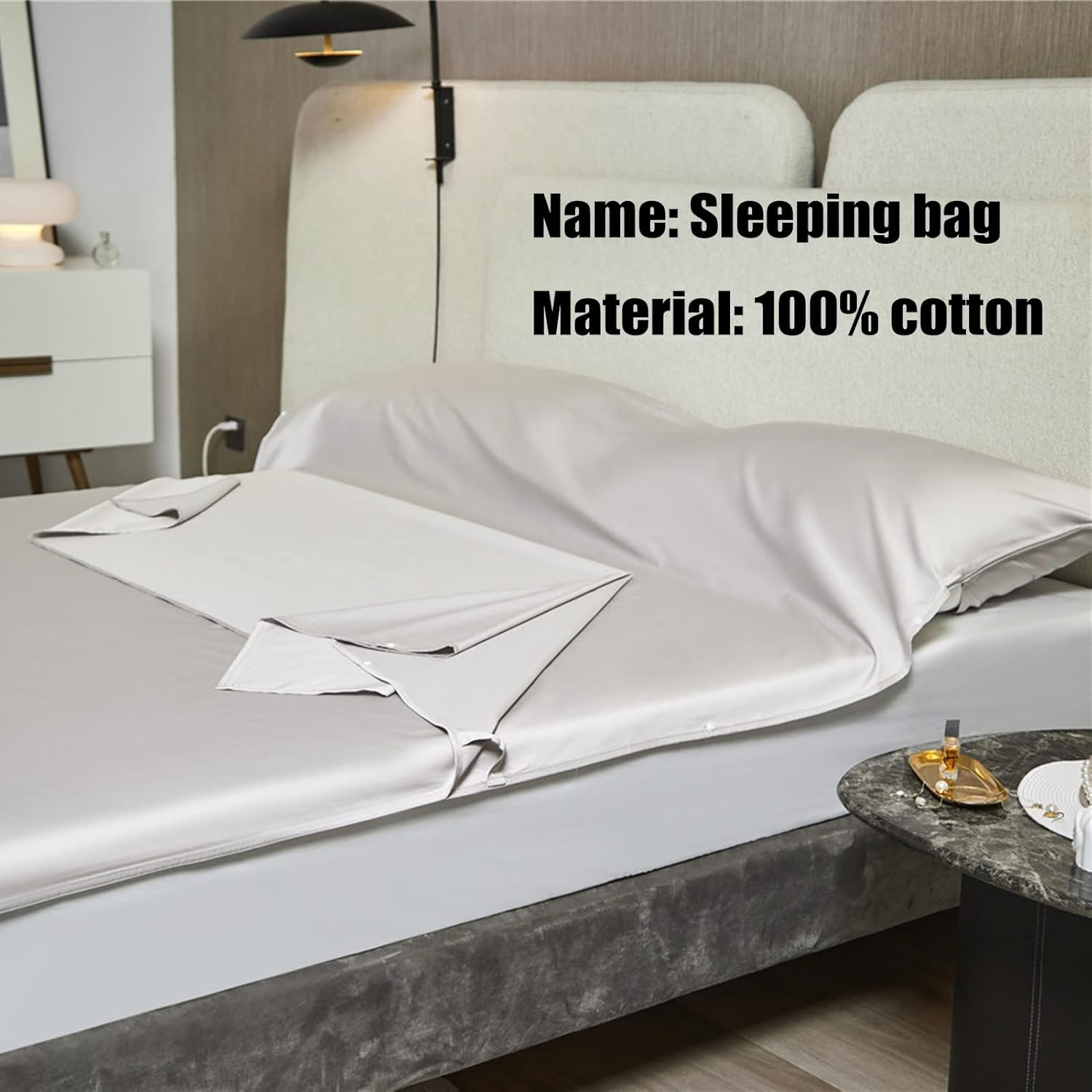 Sleeping Bag Liners 100% Cotton Travel Sheet Sleeping Bag, Sleeping Bags for Hotel Camping Hiking Trips, Ultralight Single/Double Comfortable Sleep Liners, Machine Washable