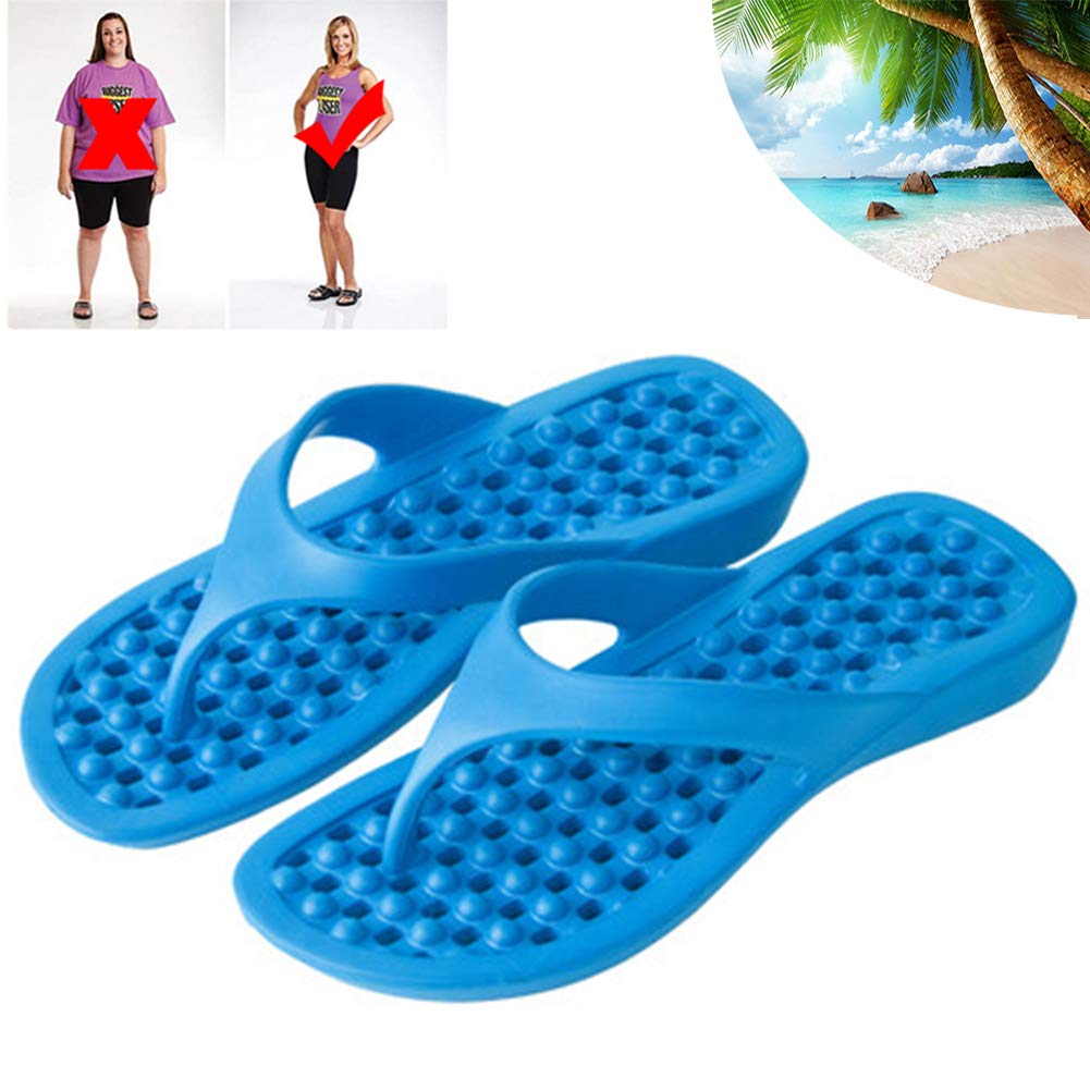 POEO Massage Flip Flops, Portable Anti-Skid Traveling Bathroom Shower Sandals Beach Slippers - Slip On Slippers for Man Women (Navy Blue),S