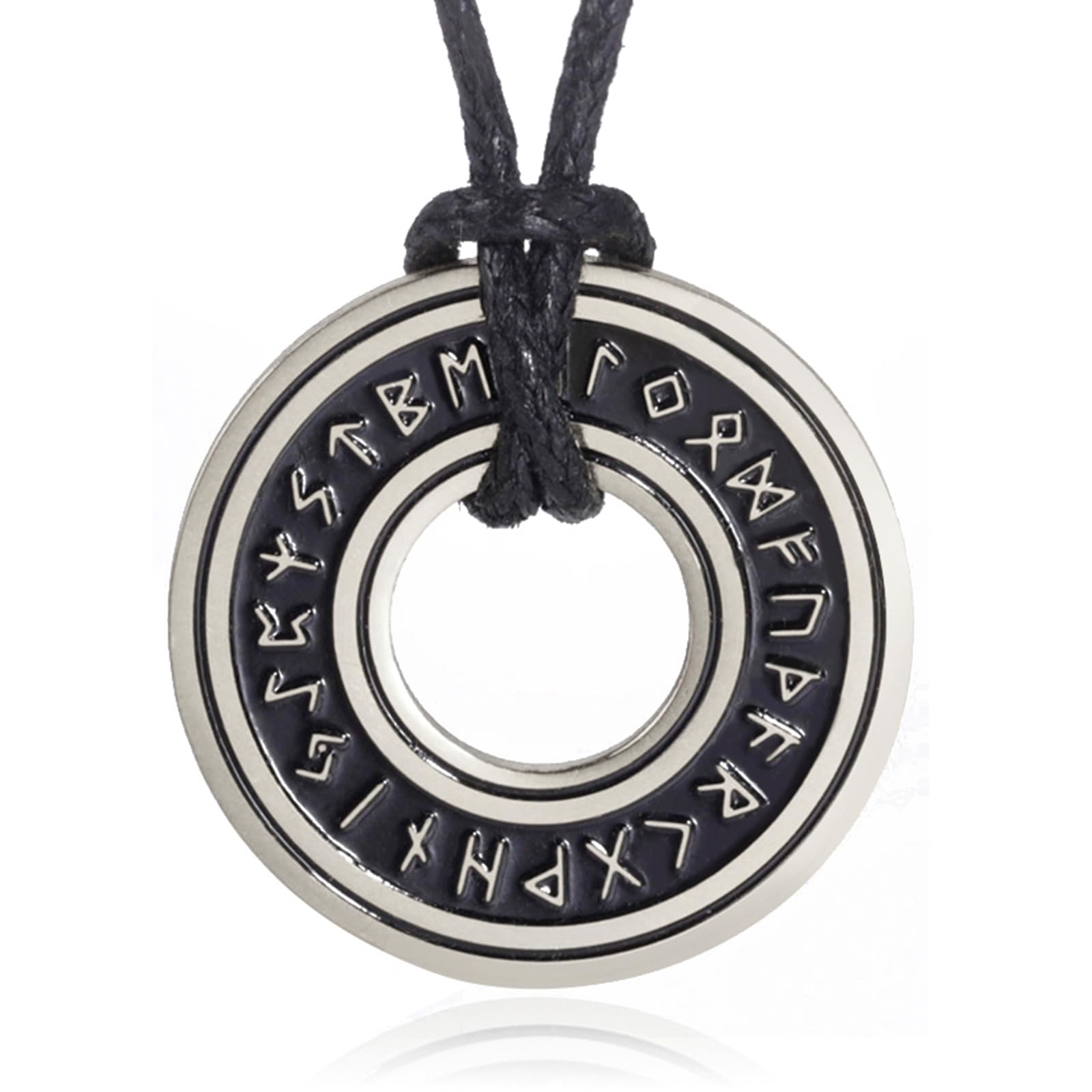 TEAMER Vikingo Runas Collar de Acero Inoxidable Nórdico Runic Talismán Colgante Vikingo Elder Futhark Anillo Círculo Collar Amuleto Joyería Para Hombres Mujeres
