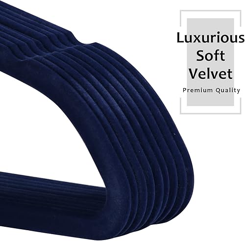 Miniatura 3 de VECELO Perchas de terciopelo de alta calidad resistentes (paquete de 50), antideslizantes y ahorran espacio con 6 clips para los dedos y soporte