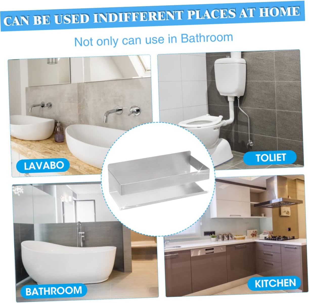 Stable Adhesion Installation Stainless Steel Wall Rack Bathroom Shelves Kitchen Decor Storage Rack