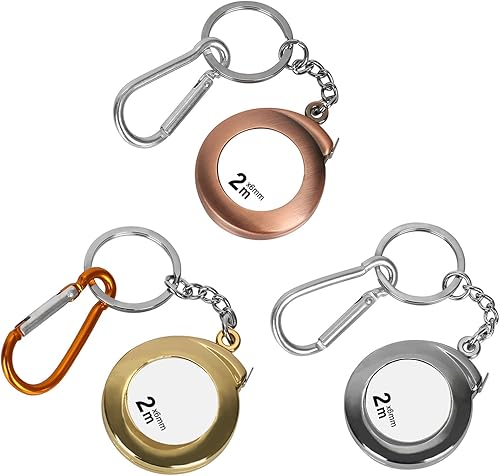 Llaveros de cinta métrica funcionales, mini cinta métrica retráctil, llaveros de cinta métrica de acero inoxidable de 6.6 ft, llaveros funcionales