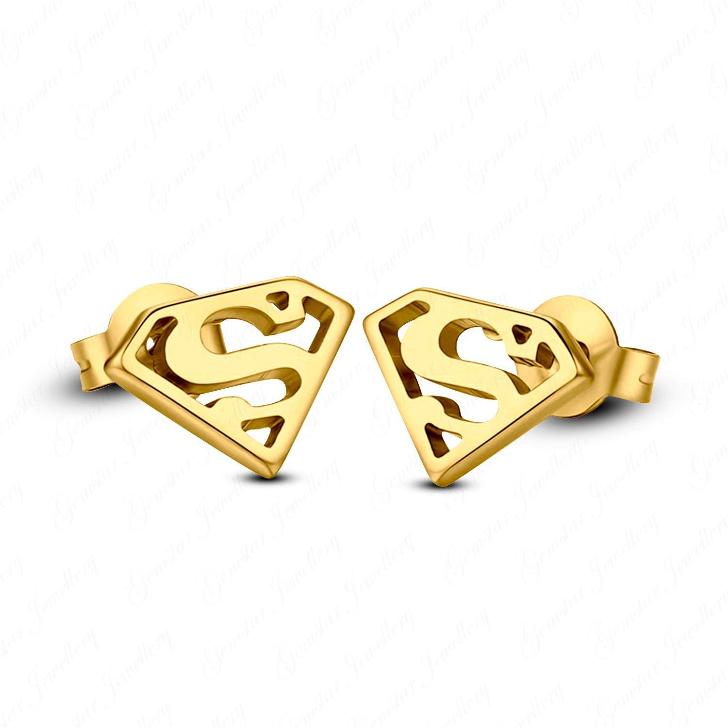 14k White Gold Plated DC Superman Earrings