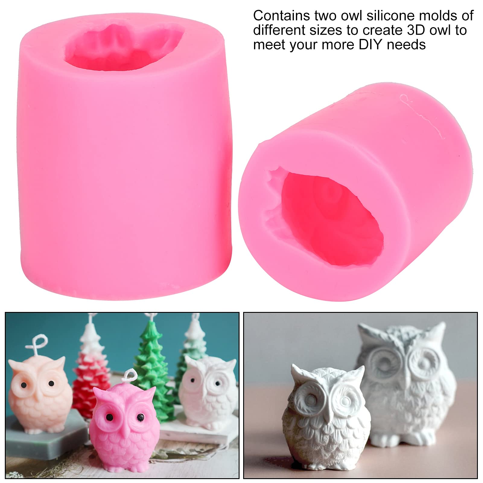 2 Moules Silicone Hibou 3D - Pour Savon, Bougie, Résine, Chocolat | Silicone Souple, Facile à Démouler