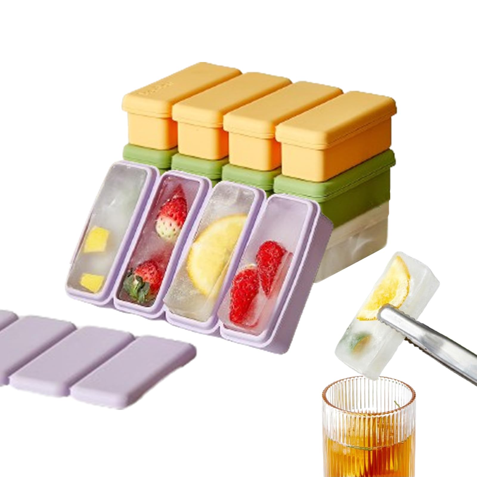 Lot Bacs Glaçons Couvercles Empilables 4 Bacs à Glaçons Silicone Avec Couvercles - Empilables Et Anti-déversement Moules Glaçons Empilables Couvercles Anti-odeurs