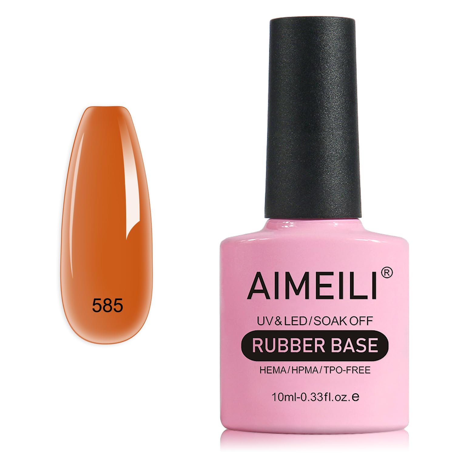 AIMEILI5 in 1 Rubber Base Gel For Nails, Sheer Color Gel Nail Polish UV LED Soak Off, Elastic Rubber Base Coat Nail Strengthener Nail Rhinestones Glue Gel - (585) 10ml