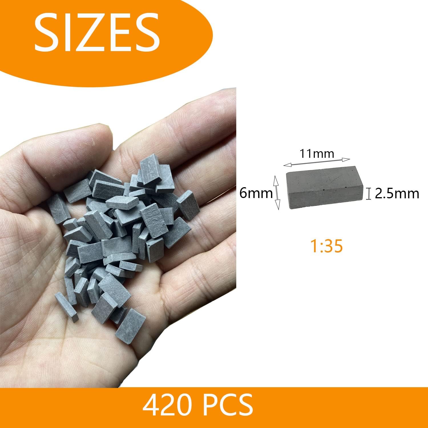 Cayway 420 PCS Mini Bricks Tiny Bricks for Landscaping Black Miniature Bricks Small Bricks for Crafts Realistic Fake Mini Blocks for Mini Garden Accessories
