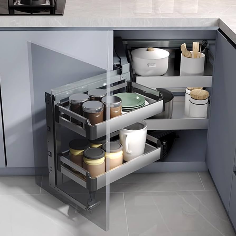 blind corner kitchen cabinet pull out organizer L-shaped
