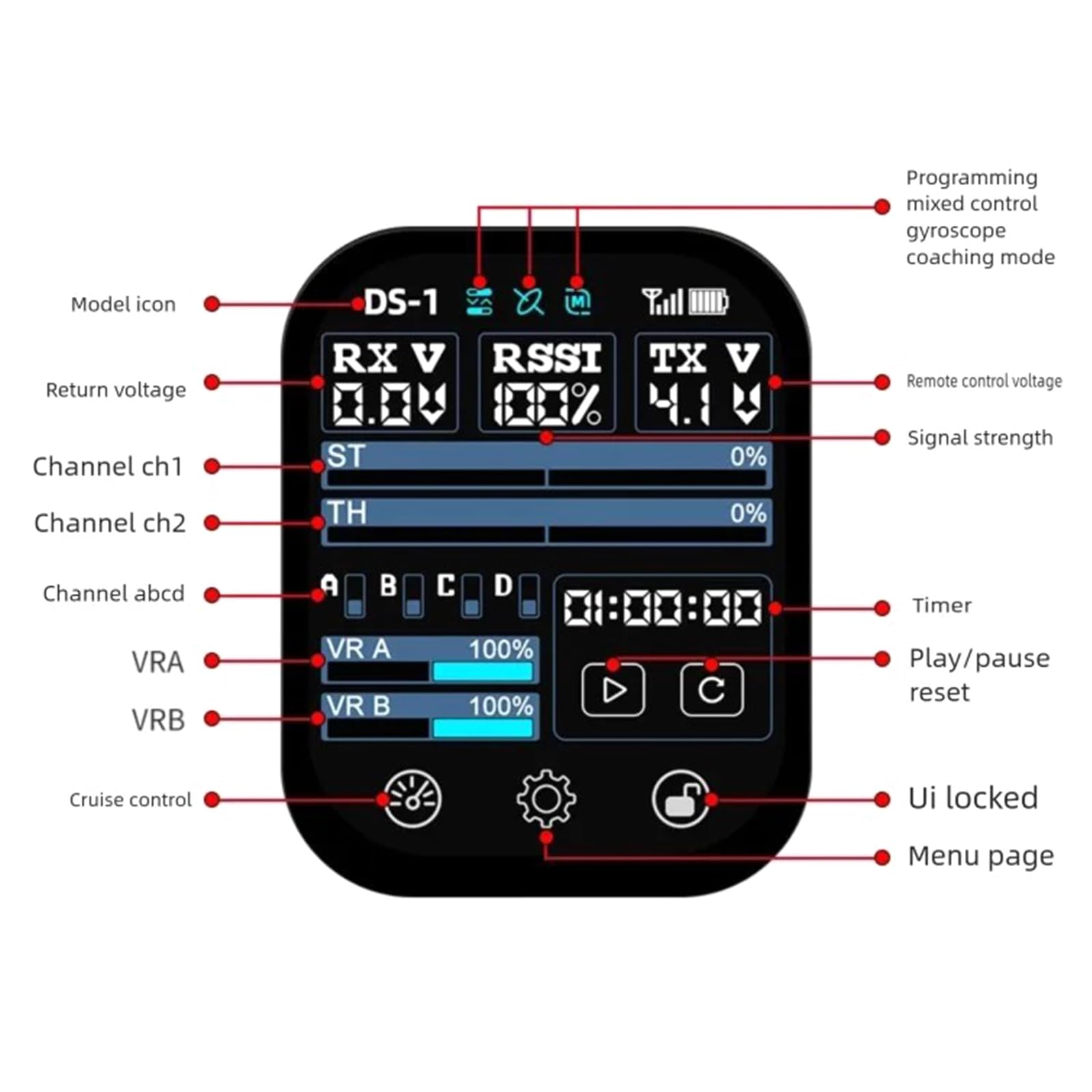 DS800 Sistemi operativi a spettro esteso Dispositivo radio da 2, 4 Ghz Copertura 300 m per veicoli divertimento Dispositivo per imbarcazioni