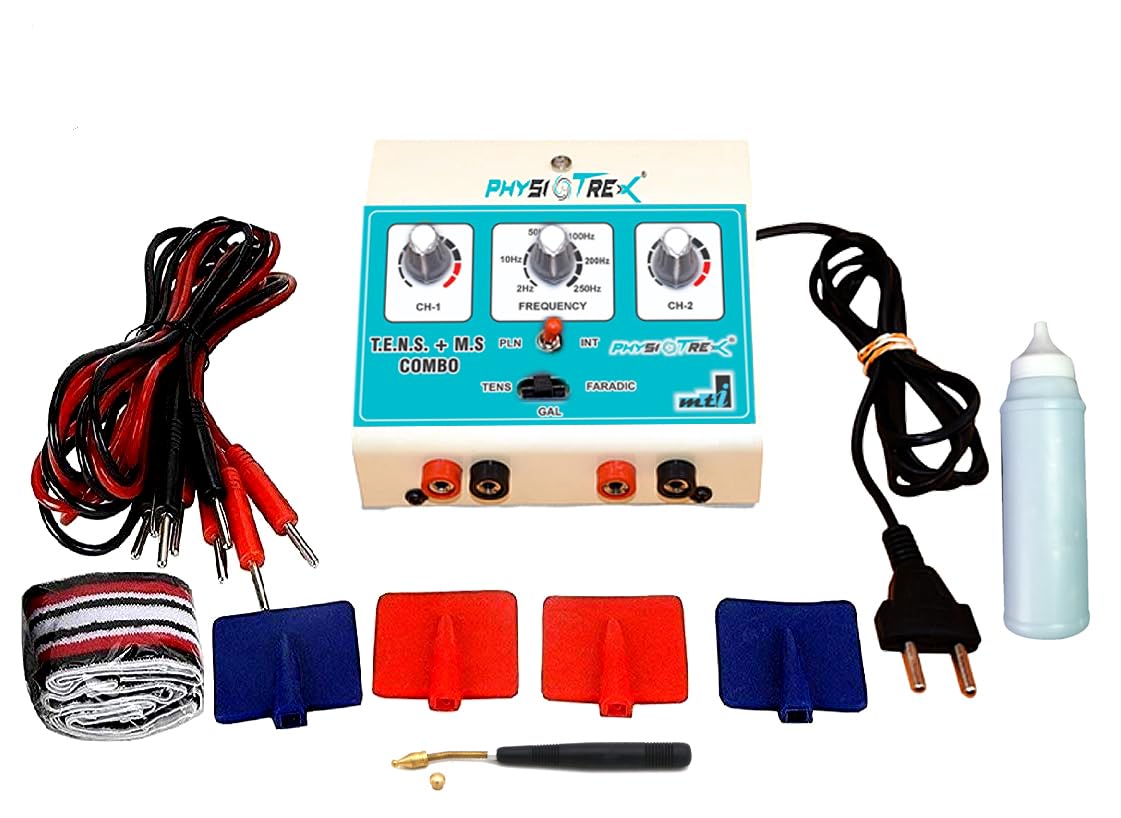 Sponsored Ad - PHYSIOTREX Mini Corded Electric Tens and Muscle Stimulator 2 Channel Mini Tens Ms Whole_Body Massager Machine, Multicolour