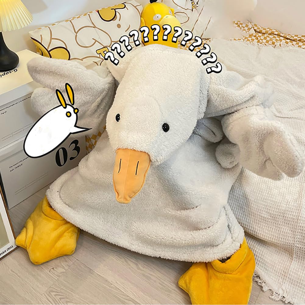 Gänsedecke, Kapuzenpullover, Einteiler für Erwachsene und Kinder, übergroße warme Ente, tragbare Hoodie-Decke mit Ärmeln, gemütlicher Schlafsack