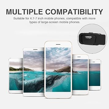 3D VR Glasses VR Virtual Reality Headset Support 360° Panoramic Large Screen Anti Blue Light Adjustable Eye Distance Anti-Fatigue Goggles for Movies Games VR Glasses