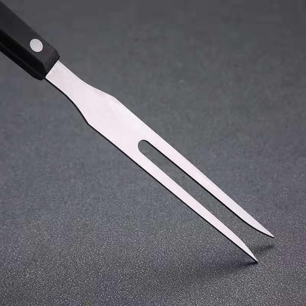 GSHLLO Fleischgabeln aus Edelstahl, mit Holzgriff, Serviergabeln für Grill, Fleisch, Küche, Steakgabel, langer Griff, Topfgabeln, Grillgabeln, Metall, klassische Grillgabeln, 2 Stück