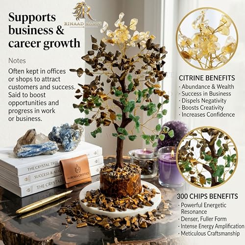 Image of Money Magnet Crystal Tree with 300 Chips - 11 Inch Vastu Feng Shui Wealth Tree for Home & Office, Prosperity, Good Luck, Positive Energy Decor, Best Gift for Success & Financial Growth in India