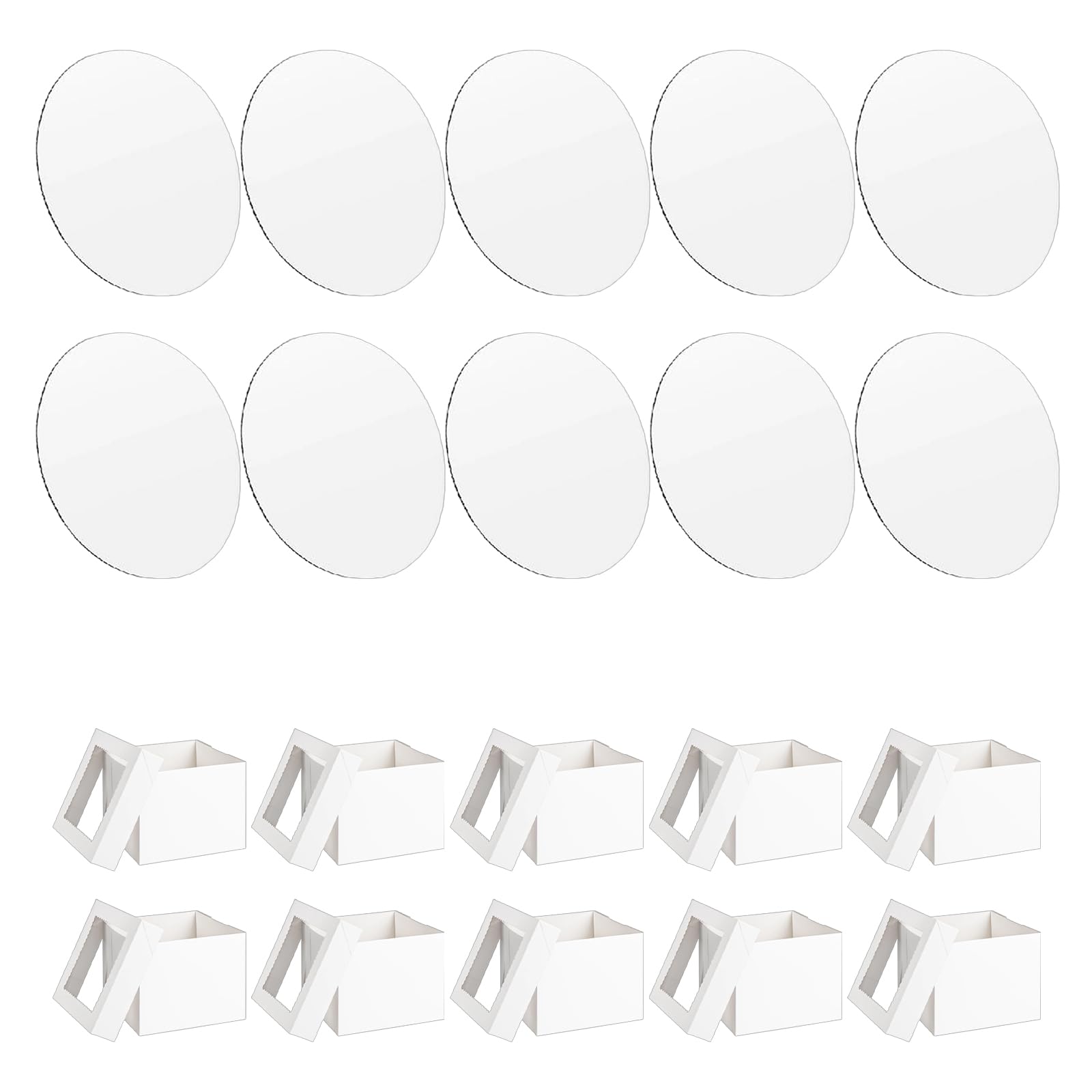 Kaeltsyn Of 10 Clear Lid Window Cakes Boxes in Multiple Sizes 8 10 12inch Sustainable Paper Sturdy for Presentation Multiple Size Box