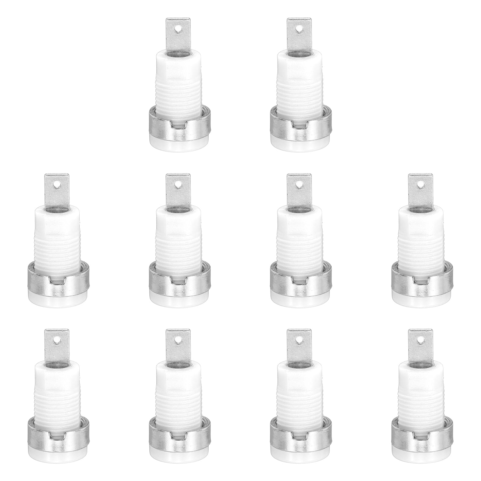 sourcing map 10 Pcs 4mm Banana Plugs Socket Connectors Female, Terminal Wire Connectors for 4mm Banana Plugs Connectors, 24A 30 x 4mm, for Audio/Video Receiver Amplifiers, White