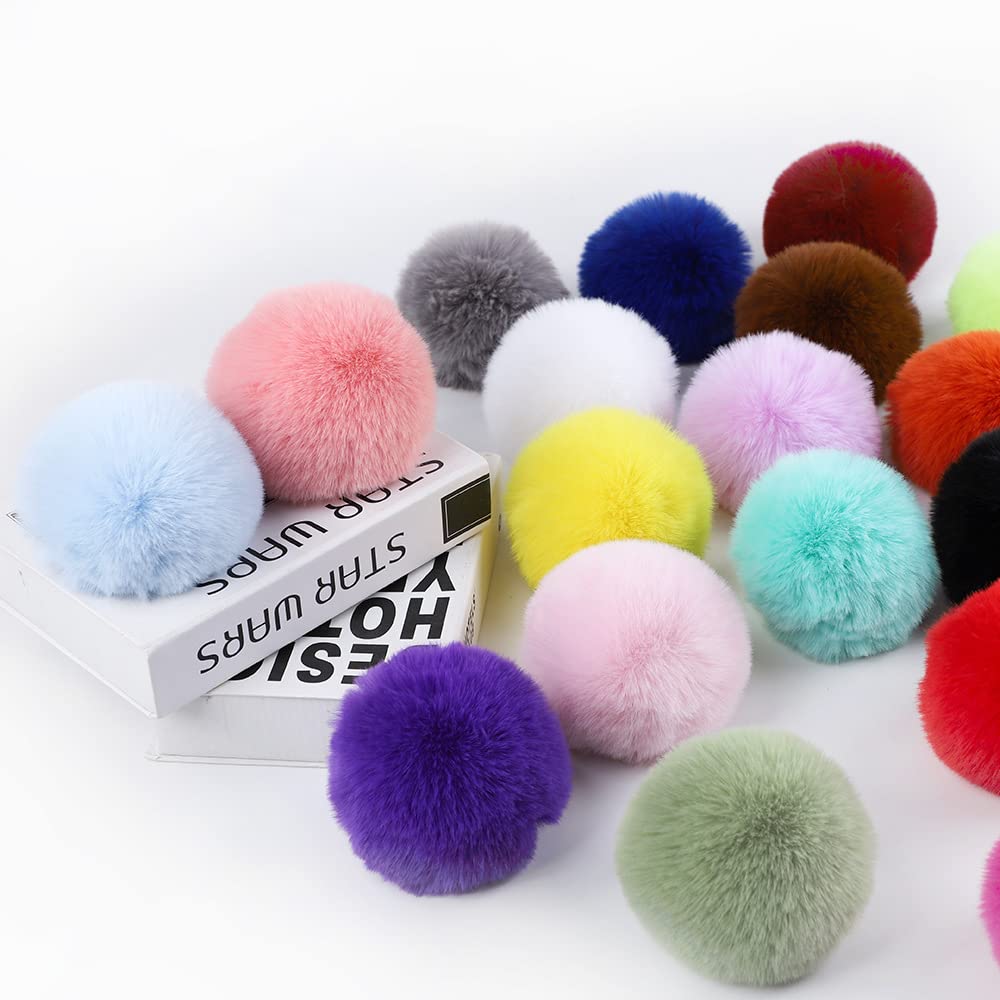 12 Pompon In Finta Pelliccia Di Volpe, Pompon Soffici Con Anello Elastico, Per Cappelli, Portachiavi, Sciarpe, Guanti, Borse, Scarpe, Accessori, 2 Pezzi Per Ogni Colore, 10 Cm - 6