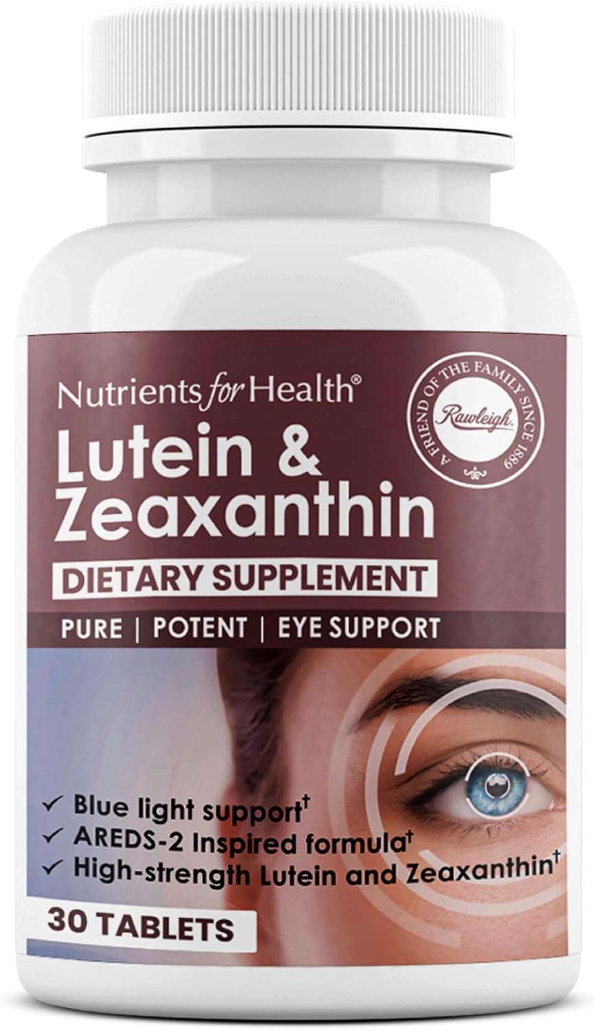 Rawleigh Lutein & Zeaxanthin: 30 Vegan Tablets, 12mg Lutein & 4mg Zeaxanthin (Macular Carotenoids), Based on The AREDs2 Study, Eye Health Supplement & Vision Support for Adults, Eye Vitamins, GMO-Free