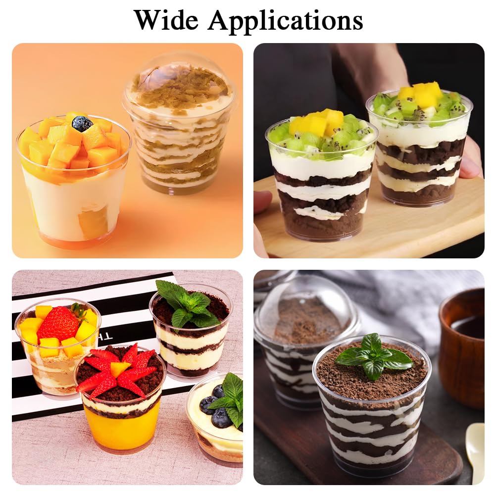 Syvory 50-tlg. Dessertgläser Set - 160ml Plastikbecher Mit Deckel & Löffeln