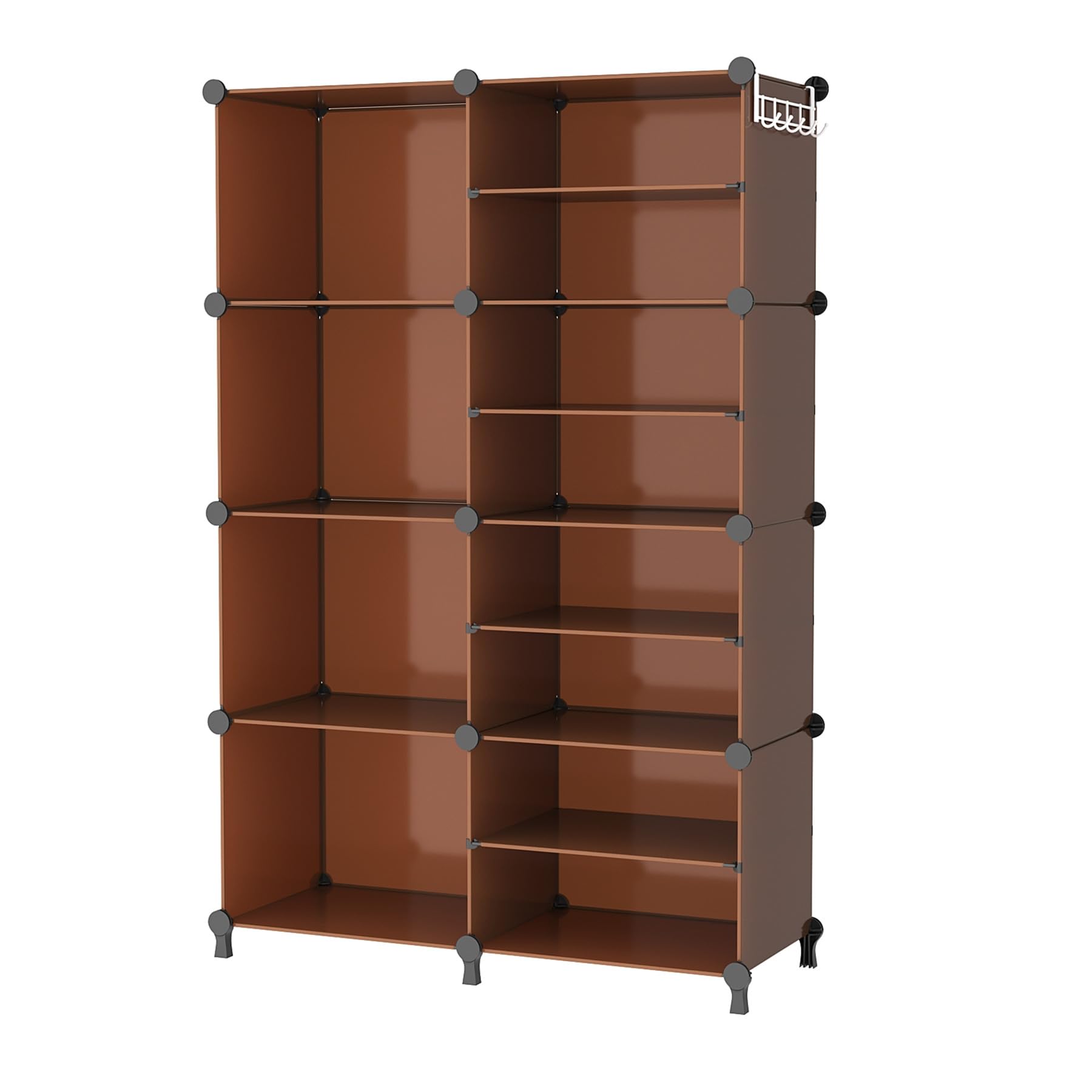 AWTATOS Organizer per armadio con 8 ripiani cubici portatili per armadio e vestiti impilabili per armadio, camera da letto, soggiorno, ufficio, marrone cacao