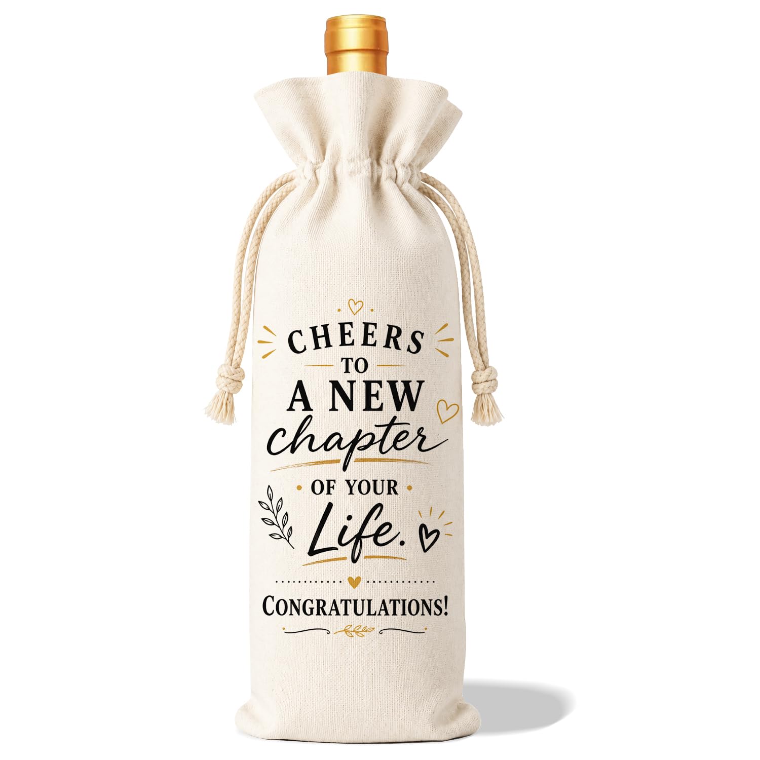 Going Away Gifts Burlap Wine Bag with Drawstring -C011