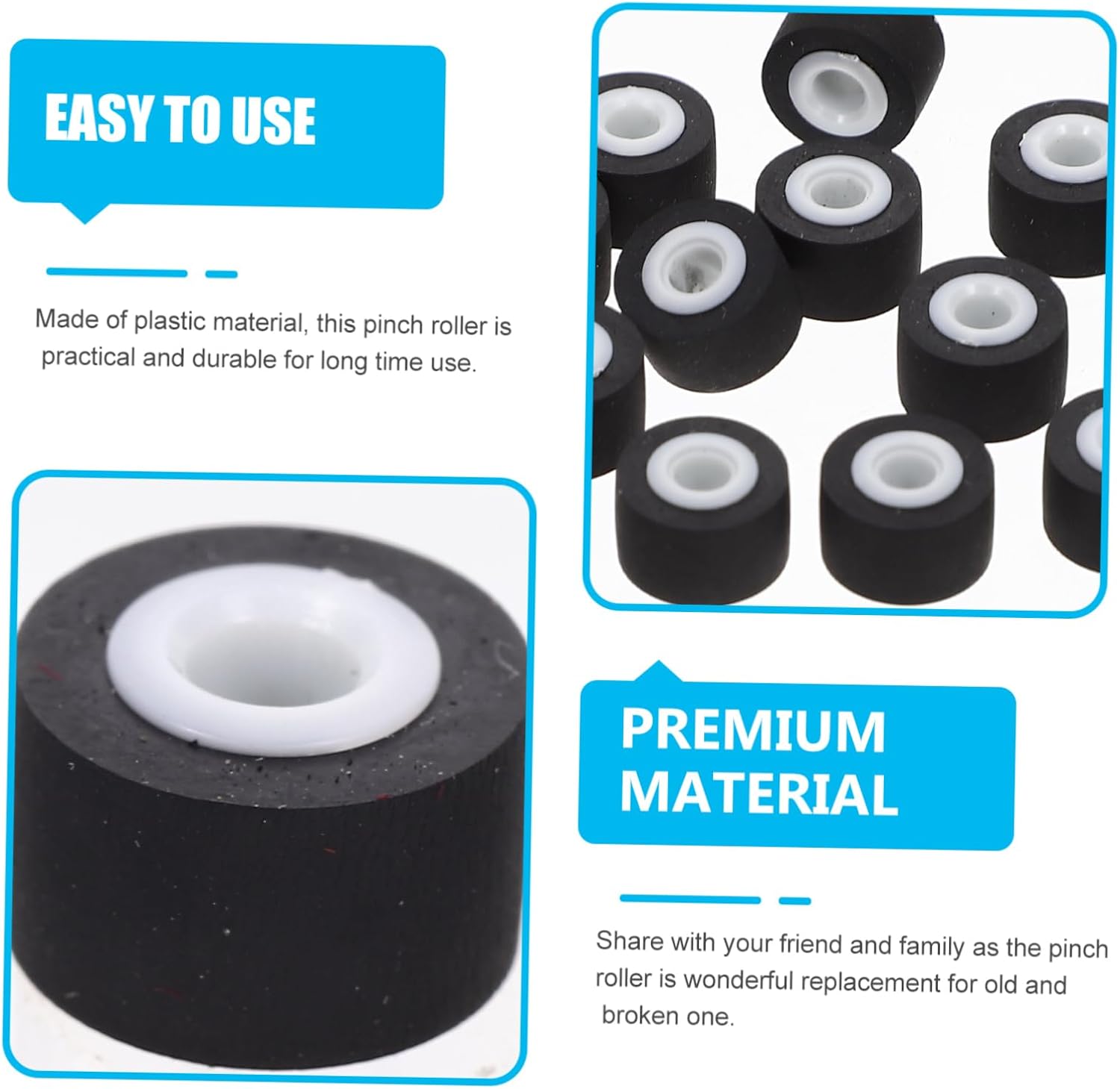 12pcs Black Rubber Pinch Roller for Tape Recorders
