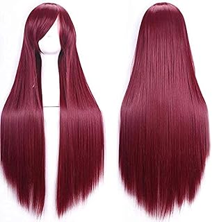 لون طويل مستقيم شعر مستعار تأثيري أنيمي الساخن بيع بقعة 81 سنتيمتر النبيذ