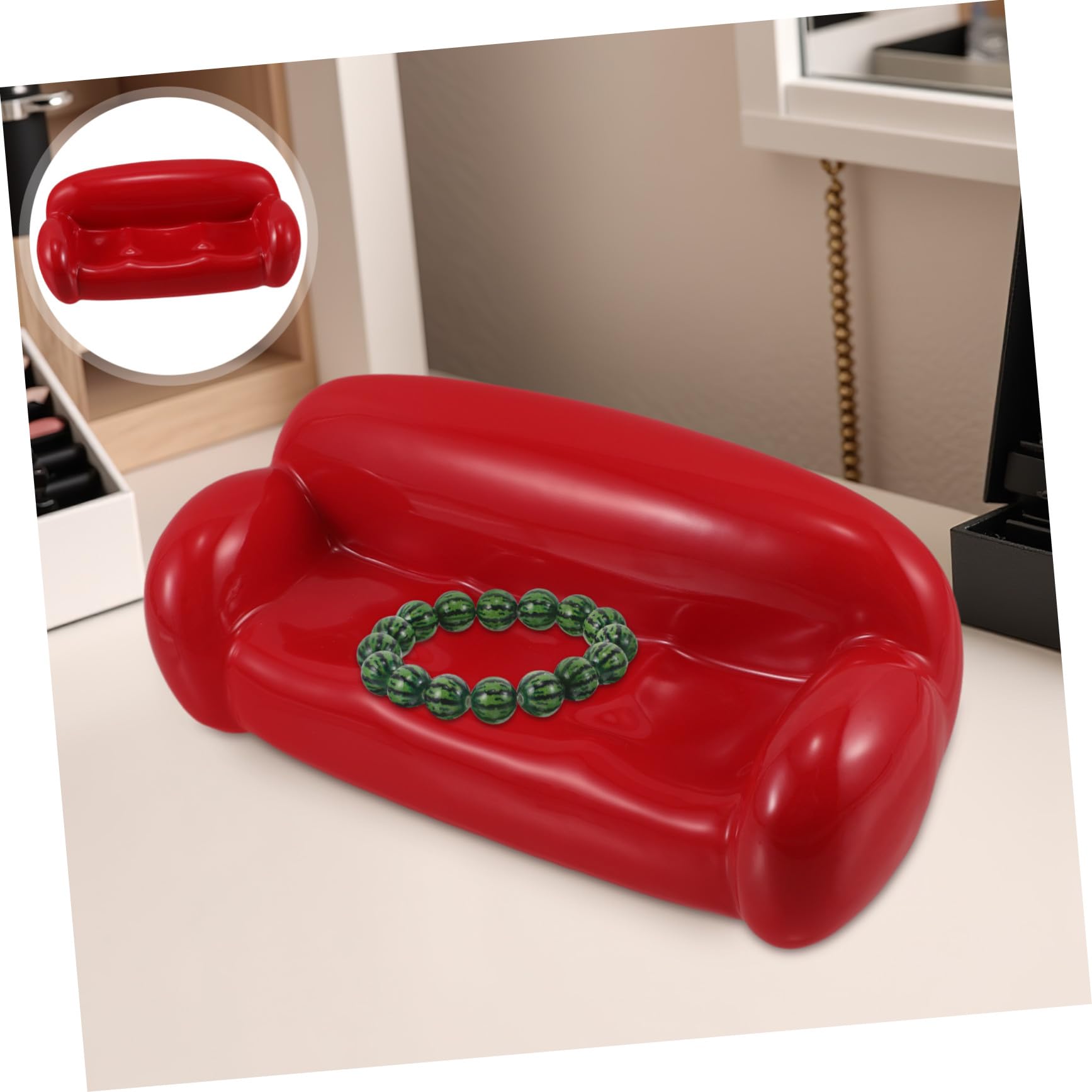 NOLITOY Bandeja de Cerámica para Joyas Plato para Anillos y Pulseras Organizador de Cerámica Forma de Sofá Pequeño Expositor de Collares y Pendientes Dormitorio la Oficina Tocador