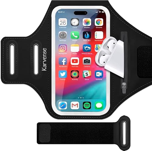 Miniatura 11 de Soporte de teléfono para correr, bandas de brazo de teléfono Karvense para correr, ejercicio, entrenamiento, trotar, para iPhone 13 mini/12 mini/11
