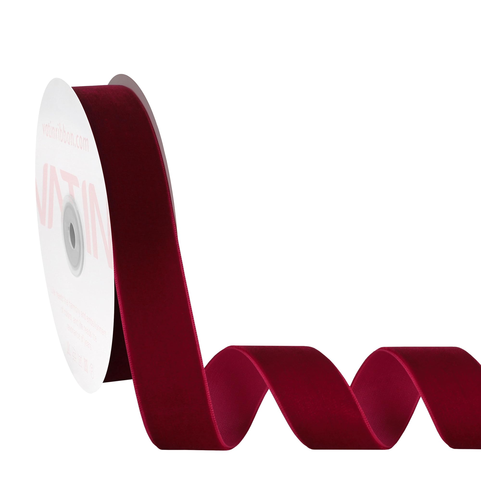 VATIN Valentine's Day Rust Red Velvet Ribbon 1" Red Premium Plush Woven Edge Velvet Ribbon for Christmas Tree,Gift Wrapping,Flower Bouquet,Wreath