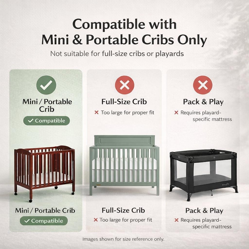 Dream On Me Aster 2-in-1 Mini Crib Mattress, Dual-Sided Infant & Toddler, Waterproof Cover, GREENGUARD Gold Certified, 38” x 24” x 3”, Fits Mini & Select Portable Cribs, Not for Playards
