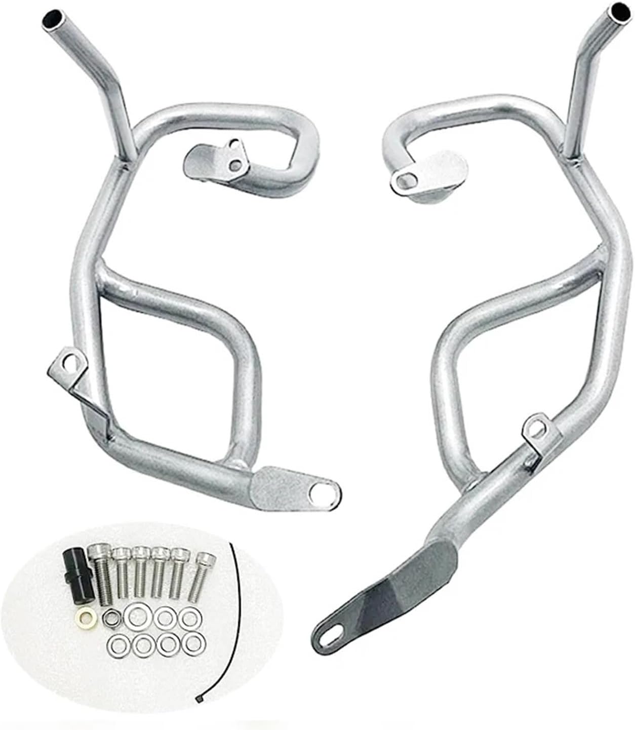 Motorcycle Upper Or Lower Full Set Engine Guard Crash Bar Bumper Frame Protection Compatible with BMW F 750GS 17-2022(Silver-Upper only)