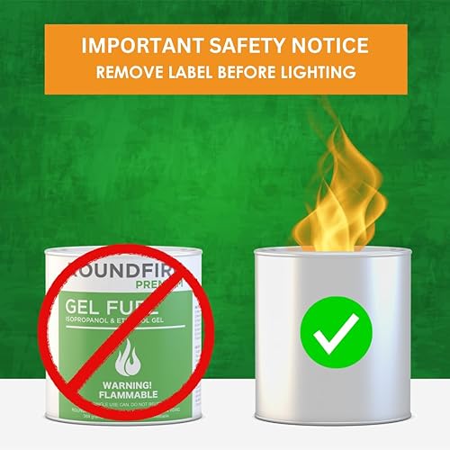 Miniatura 7 de ROUNDFIRE Paquete de 6 latas de combustible de gel para cuenco de fuego, chimenea, fuego de gel, cuencos de fuego de mesa, calentamiento, interior y