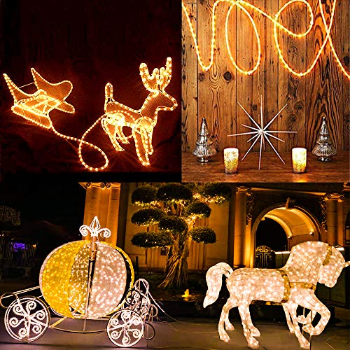Solar Rope Light 33FT 100L Waterproof Outdoor String Tube Light for Party Garden Yard Home Decreation (Warm White 33FT 100L)