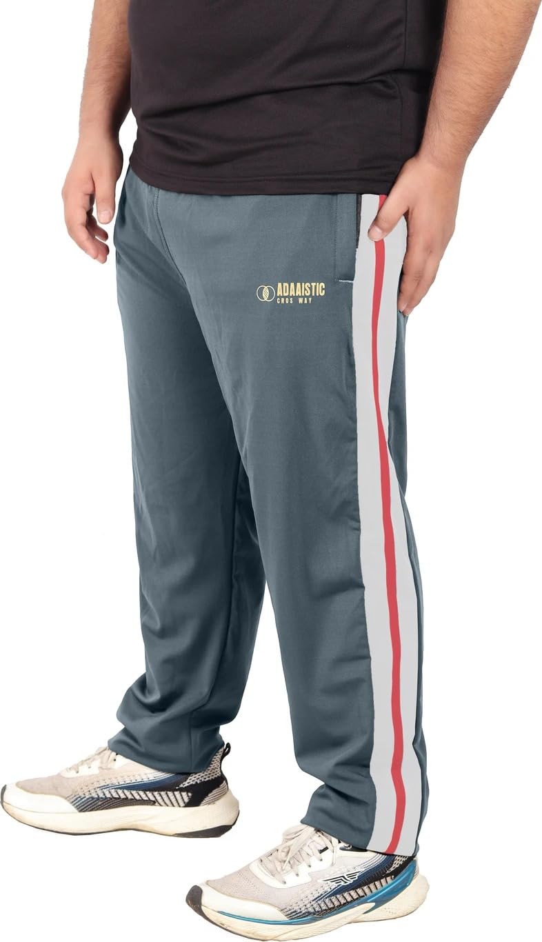 Men’s Sports Track Pants | Regular Fit Gym & Jogging Lower | Side Stripe Design | Elastic Waist | Casual & Athletic Wear | Grey-image-47
