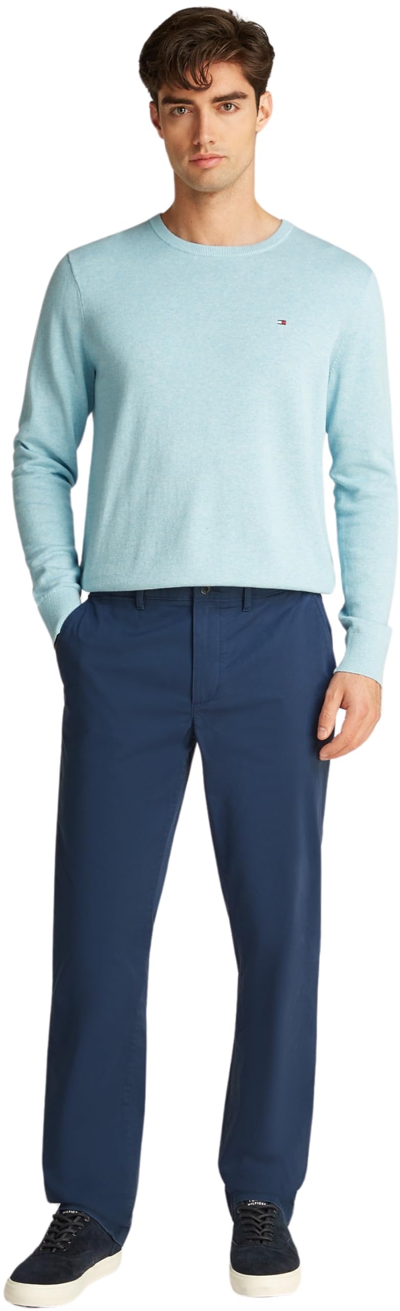 Tommy Hilfiger Herren Chino Hose Denton Satin Straight Fit, Blau (Aegean Sea), 28W/34L – Ansicht 4