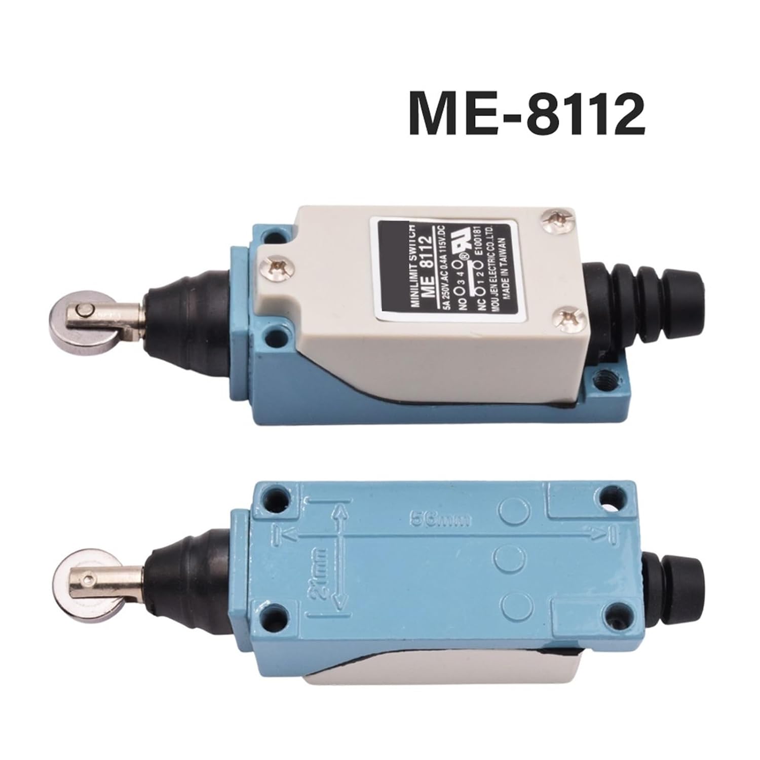 2Pcs ME-8104 ME-8112 ME-8108 Momentary Limit Switch Electronic Metal 5A/250VAC Roller Rotary Adjustable Lever Arm(ME-8112)
