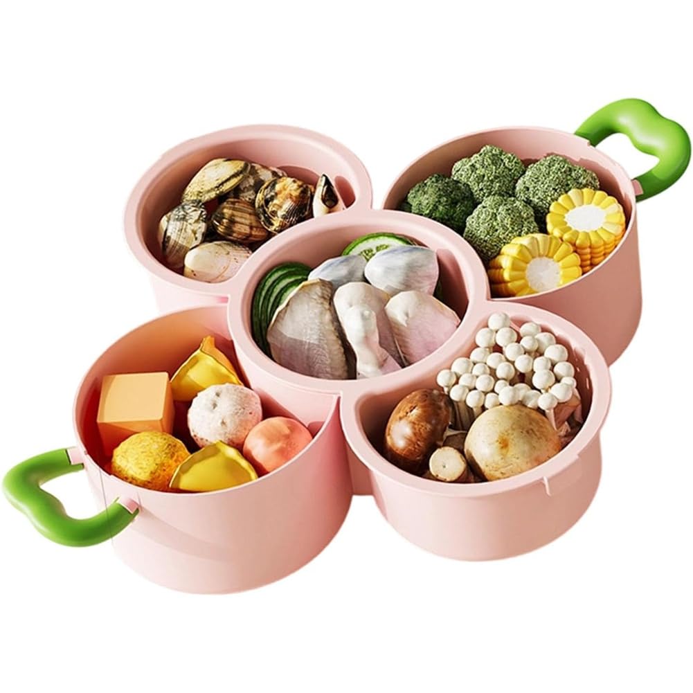 UDSKNV[KSL Multi Functional Kitchen Tray for Vegetables Compartments, Draining Holes, Stackable Design- Storage Plate Included A