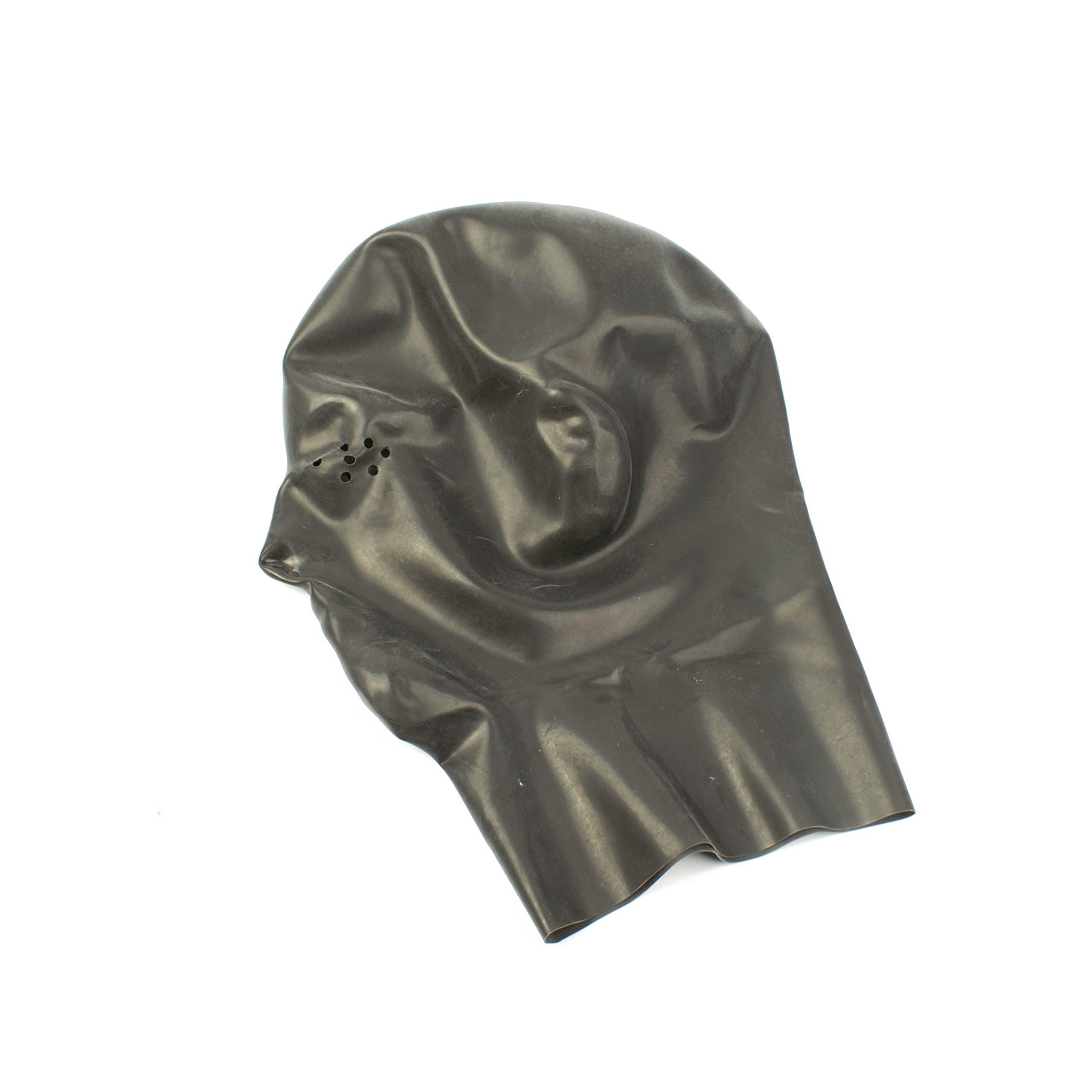 Rubberfashion Maschera in lattice anatomica per uomo, cappuccio in lattice con aperture per gli occhi forati e naso per uomini.