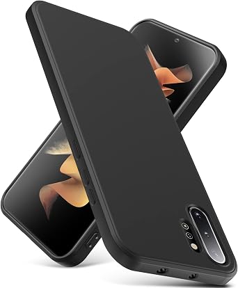 for Samsung Galaxy Note 10 Plus Case, Thin Liquid Silicone Case,Shockproof,Slim Thin Phone Case for Samsung Galaxy Note 10 Plus, Full Body Screen Camera Protective Cover-Black 2-sam n10p-01
