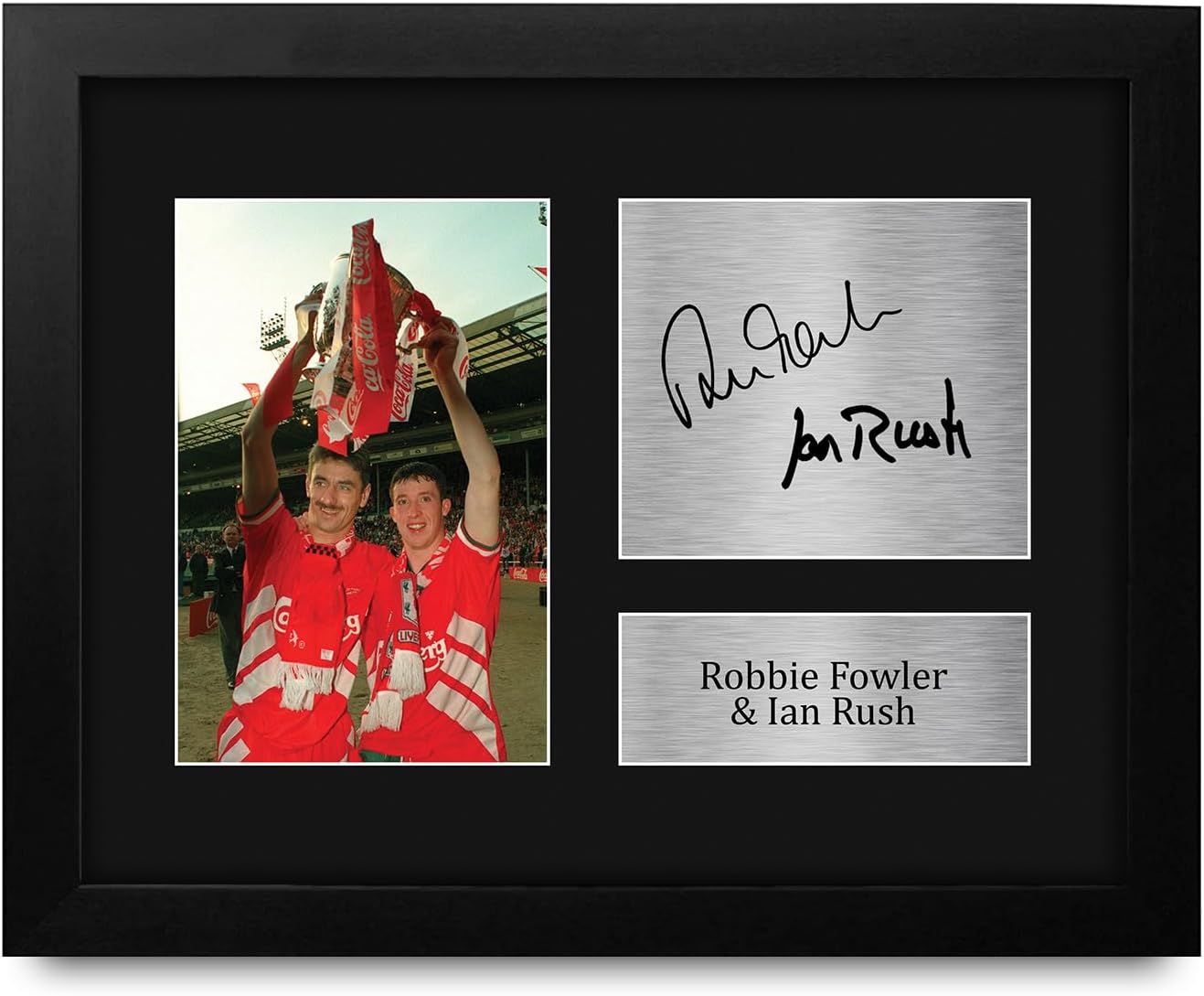 HWC Trading Robbie Fowler Ian Rush Liverpool Gifts Printed Signed Autograph Picture for Soccer Fans and Supporters - US Letter Framed (ID-007876)