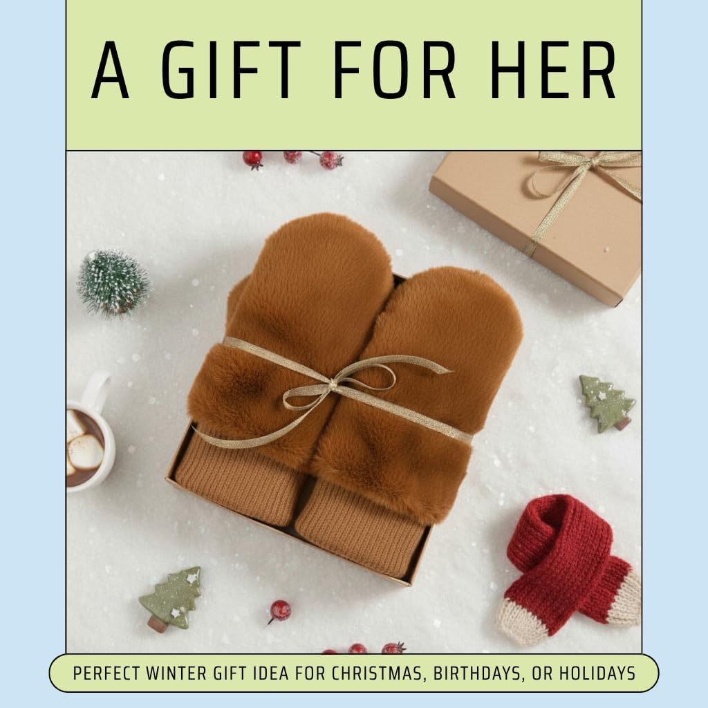 Funky Junque Faux Fur Flip Mittens Womens Warm Convertible Fingerless Gloves - Image 5