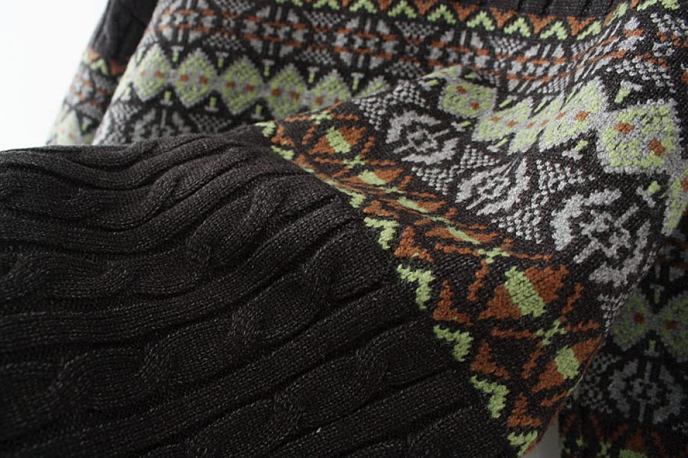 EIBA Chaqueta Mujer,Cárdigans De Punto para Mujer Vintage Étnico De Talla Grande Albaricoque Botón De Jacquard con Cable Suéteres Delanteros Abiertos Cárdigan con Bolsillo Otoño Invierno Abrigo De