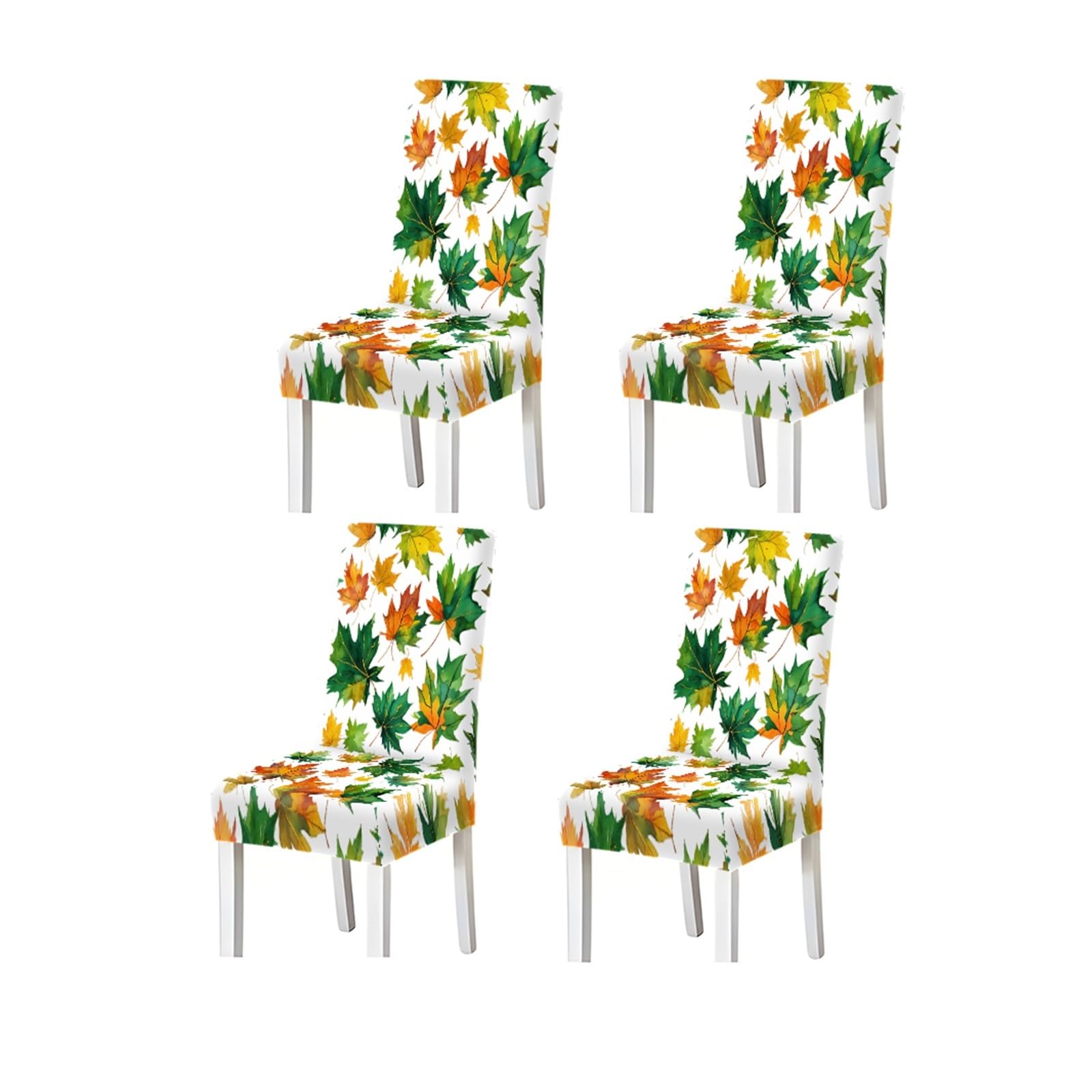 BOSUYBN Watercolor Maple Leaf Autumn Pattern Print Dining Chair Covers Set Of 2/4/6, Stretch Slipcovers For Kitchen Dining Room Furniture Protectors for Home Dining Room(4PCSChair cover)